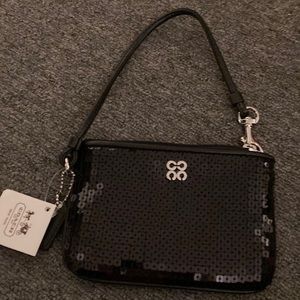 Coach wristlet sequin NWT Black